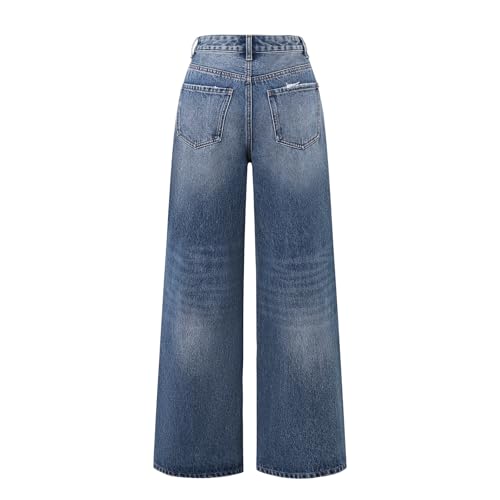 Women's Straight Jeans Casual Loose Ripped Vintage Denim Pants2