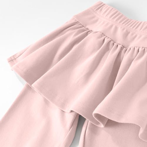 Girls Skirted Leggings Stretchy Comfy Elastic Waist Footless Cute Summer Leisure Pants for 4-13 Years4