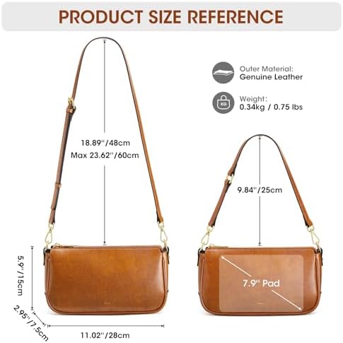 Kattee Women's Small Handbag Shoulder Bag Women's Genuine Leather Crossbody Bag Retro Mini Hobo Bag for Dating Party Shopping