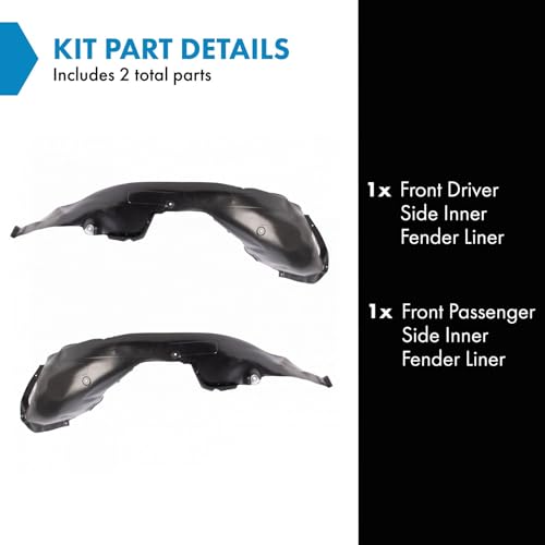 Image of TRQ Front Driver and Passenger Side Inner Fender Liner Set Compatible with 2019-2020 Hyundai Elantra US Built Models