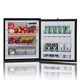 Techomey 2.2 Cu.Ft RV Refrigerator, 60L Compact Fridge, 12/24V, Mini Refrigerator with Anti-Shock & Shake, LED light, Reversible Door, for Car Van Boat Camping Truck Travel, Black
