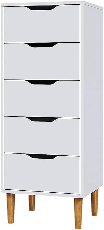 HOMCOM Commode Avec 3 Tiroirs Meuble De Rangement Bicolore Blanc Et