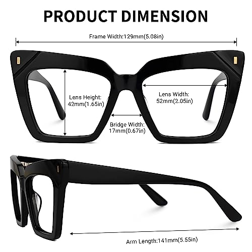 Image of Zeelool Cat Eye Blue Light Blocking Reading Glasses for Women Fashion Clear Lens Eyeglasses Frame Barnes ZJGA595438-02 Black