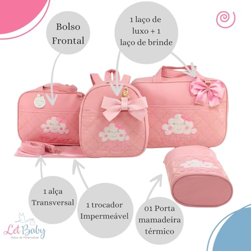 KIT BOLSA MATERNIDADE 5 PEÇAS NUVEM + SAIDA DE MATERNIDADE MENINA