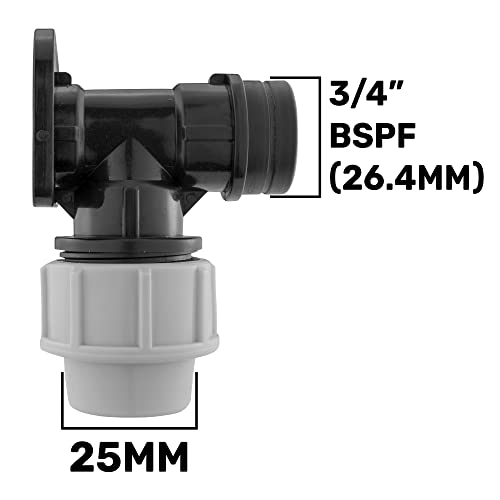 MDPE Compression Wall/Back Plate 20mm or 25mm for use with mdpe Water Supply Hose/Irrigation Pipe,bsp Thread Outlet (25mm-3/4 bspf) - Image 2