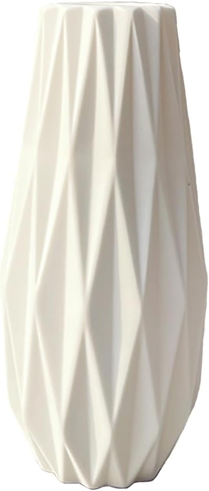 Modern Simple Ceramic Dried Flower vase Rivet Modern Angled Stoneware Home Decor Flower Vase -7.5inch, White