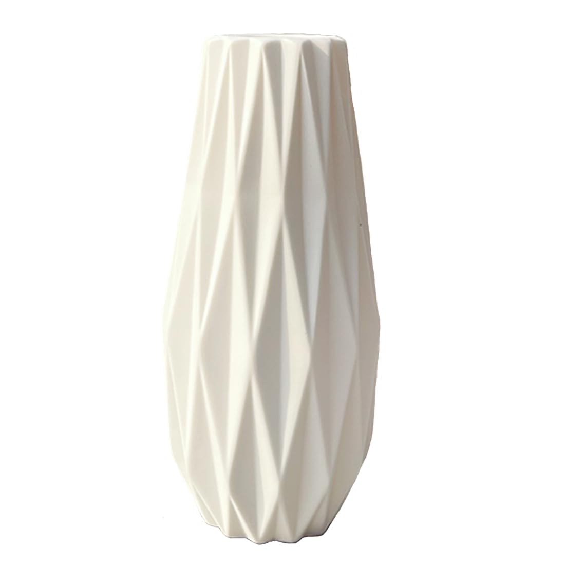 Modern Simple Ceramic Dried Flower vase Rivet Modern Angled Stoneware Home Decor Flower Vase -7.5inch, White