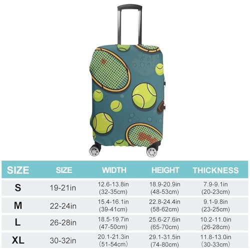 Tennis Racquets And Tennis Balls Luggage Cover, Washable Elastic Suitcase Cover Protector Fit 18-32 Inch Luggage2