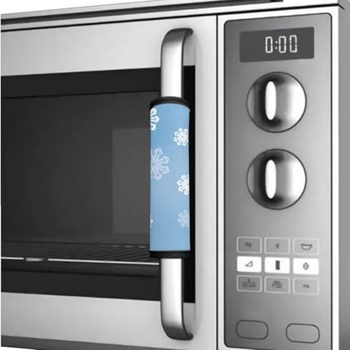 Image of 6 PCS Fridge Door Handle Covers Washable Keep Kitchen Appliance Handles Clean Anti-Stain Anti-Static Door Cloth Protector for Oven Kitchen Cabinet Dish Washer, Snowflake Blue
