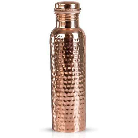 ABHISUBYA Copper Water Bottle - Copper Bottle for Drinking Water - 100% Copper Water Bottle - Home Essentials for New Home - Ayurvedic Pure Copper Vessel for Drinking Healthy Water Cover