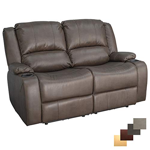 RecPro Charles 58" Powered Double RV Wall Hugger Recliner Sofa RV Loveseat (Chestnut)