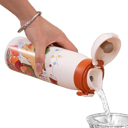 Wusideday Botella de agua fría y caliente | Botella de agua de acero inoxidable de 500 ml, taza térmica portátil aislada para niños, estudiantes y adultos