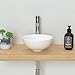 J-FAMILY 11'' Small Vessel Sink Bowl Bathroom Above Counter Vanity Sink Round White Ceramic Small Lavatory Wash Hand Basin
