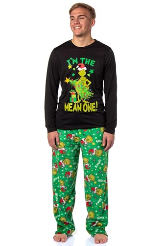 Dr. Seuss GRINCH Men's I'm The Mean One Adult Lounge Pajama Sleep Set