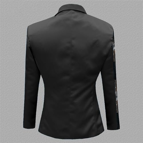 Men's Patchwork Sequin Blazers Stylish Suit Jacket Dinner Wedding Party Slim Fit Sport Coat4