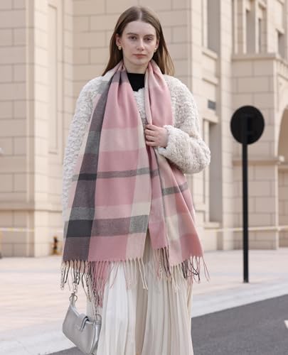 Wander Agio Women's Fashion Scarves Long Shawl Winter Thick Warm Knit Large Plaid Scarf2