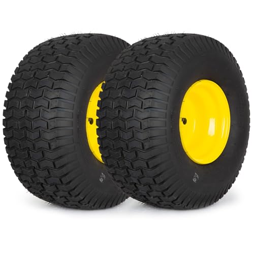 2 Pack 20x8.00-8 Rear Lawn Mower Tire and Wheel Assembly Tubeless 4 Ply 3.5 Offset Hub 3/4 Bore with 3/16 Keyway 965 lb Load Capacity for Riding Lawn Mowers