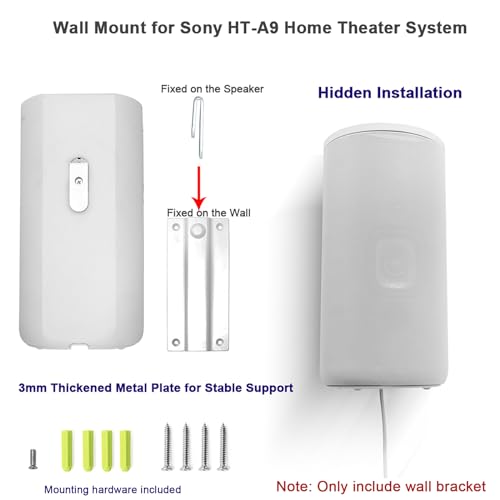EUGOOCX Speaker Wall Mount for Sony HT-A9 Home Theater System, Wireless Soundbar Metal Bracket Accessories, White - Image 2