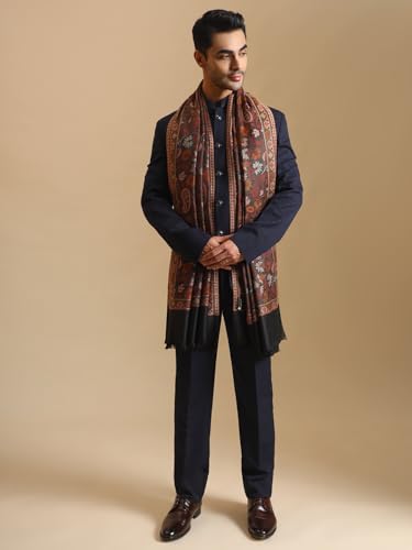 Image of Zamour Faux Pashmina Soft Jamawar Woven Jacquard Shawl for Men