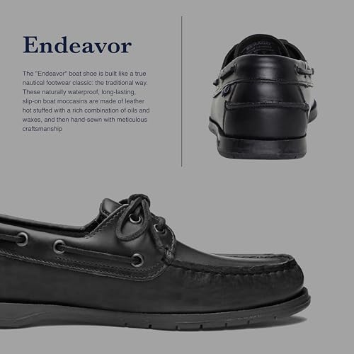 Image of Sebago Endeavor Waterproof Boat Moccasins - All Leather Moccasins for Men with Canoe Moc, Leather Lining, 360 Laces, Non-slip Soles