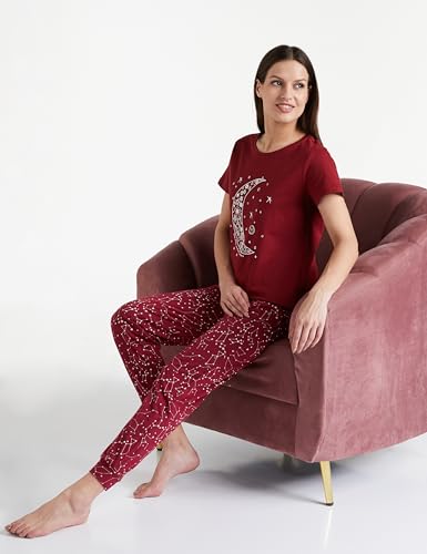 Image of Amazon Brand - Symbol Women Cotton T-Shirt and Jogger Night Suit | Two Piece Set| Regular Fit (Available in Plus Sizes)