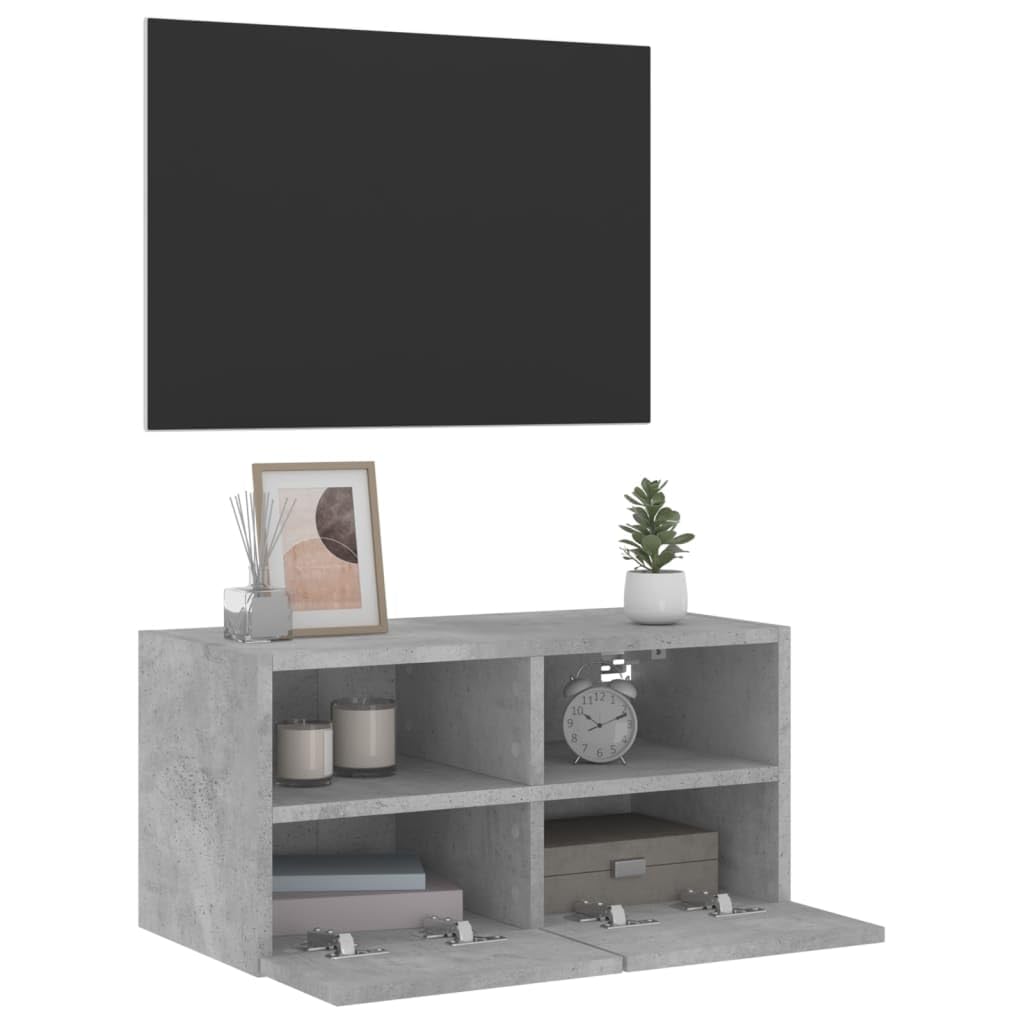 Hothingwell Szafka pod telewizor ścienna szary beton 60x30x30 cm drewno