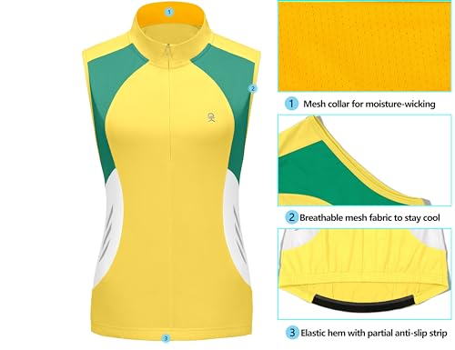 Image of Little Donkey Andy Women's Half Zip Breathable Cycling Vests Reflective Sleeveless Jerseys Shirts Golf 4 Rear Pockets