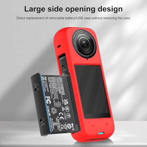 Funda protectora de silicona para Insta360 X4 con tapa de lente roja miniatura 5