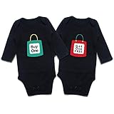 DEFAHN Funny Twins Baby Bodysuits Clothes Boys Girls Matching Outfits for Newborn Infant (Buy One Black Long Sleeve, 3-6 Months)