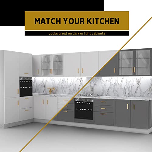 Mega Handles 12 Pack I Cabinet Pulls 5.5 Inch, Stainless Steel Cabinet Handle Pulls I Ideal For Kitchen Drawer, Cabinets, Door, Cupboard I Hardware For Cabinets - Hole Distance 5 Inch - Satin Brass #TOP4