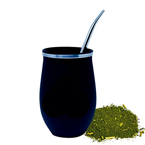 Copo Térmico Cuia Com Bomba Inox Erva Mate Tereré Preto Grow 360 ml