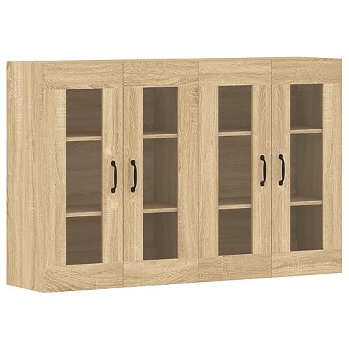 vidaXL Wandschrank 2 STK., Hängeschrank mit viel Stauraum, Sideboard für Wohnzimmer, Schrank Wandmontage Lagerschrank Kommode, Skandinavisch, Sonoma Eiche Holzwerkstoff