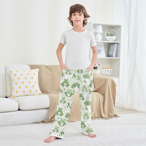 ZZXXB Frogs Grass Boys Long Pants Soft Trousers Elastic Waist Kids Lounge Bottoms with Pockets S-XL 5