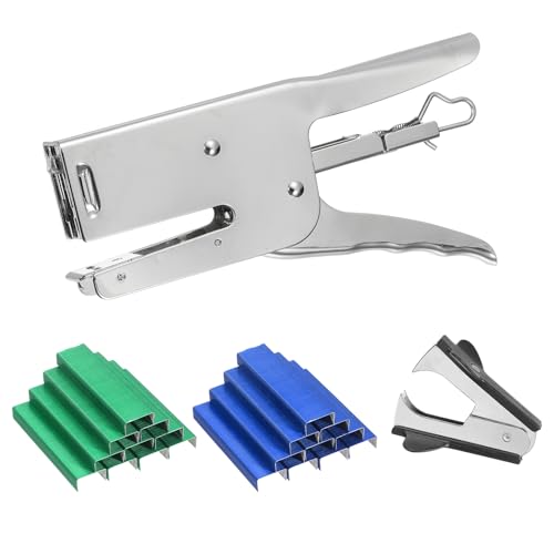 Engrapadora resistente de escritorio con extractor y 2000 grapas verdes y azules 26/6