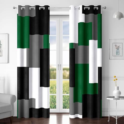 Tyrot Green Black Grey Blackout Curtains for Bedroom Living Room 108 inch