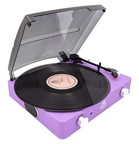 GPO Stylo II Retro Stand-Alone Rubberised Turntable with Built-In Speakers - Lilac