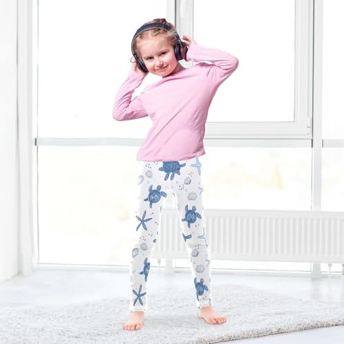 Turtles Girls' Leggings Toddler Doodles Starfish Shells Kids Yoga Pants Dance Active Tights 4T4