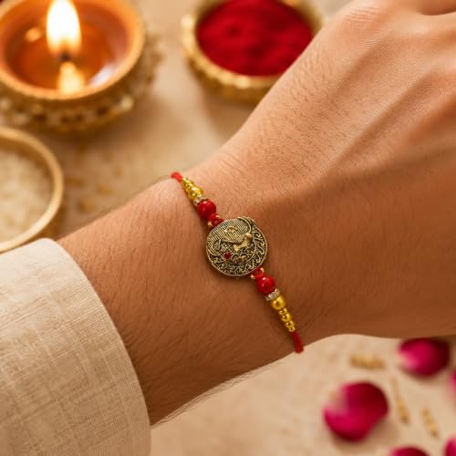 Image of CraftVatika Ganesha Rakhi with Gift for Brother Boy Men Kids, Designer Rakhi Gift Combo for Brother Man, Fridge Magnet Item, Rakhis for Rakshabandhan, Designer Rakshasutra Raki for Raksha Bandhan