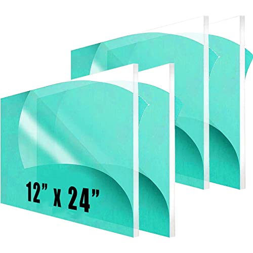 2Pack 12 x 24” Clear Acrylic Sheet Plexiglass 1/8” Thick; Use for