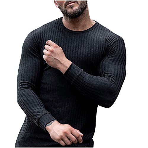Muscularfit Big and Tall Men's Winter Sweaters Long Sleeve Big and Tall Men's Winter Sweaters Athletic Gym Workout Tee Tops