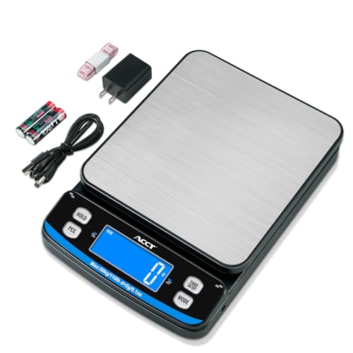 ACCT 110lb Postal Scale – High Precision Shipping Scale with Tare, Count, and Hold Functions, 5 Units, Dual Power Options, Perfect for Mailing, Packages, and Letters, with a Tape