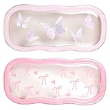 ElevateTech Glasses Case Hard Shell, 2 Pcs Cute Bow Glasses Case Set, 6.69 × 3.15 x 1.2 inches Hard Shell Protection Bow and Butterfly Designs Clear Reading Eye Glass Cases for Eyeglasses Women
