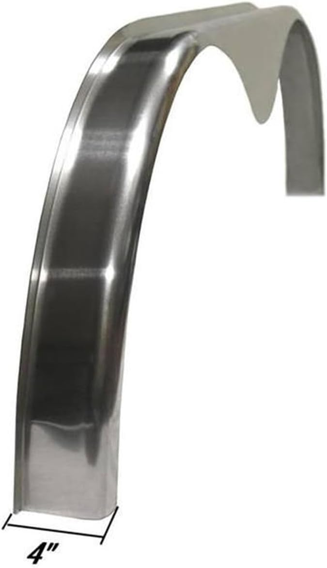 Generic 72x4 Smooth Aluminum Tandem Axle Teardrop Fenders - Flare - One Piece, Silver, 72X4AL
