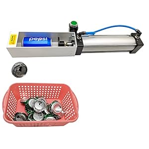 NKAIKE Aluminum Can Crusher, Heavy Duty Pneumatic Cylinder Soda Beer Can Crusher, Eco-Friendly Recycling Tool (Countertop Button Valve)