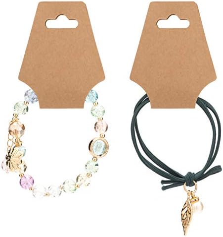 200PCS Blank Kraft Paper Jewelry Necklace Bracelet Earrings Hair Tie Display Hanging Cards Price Tags with Hole (Brown)