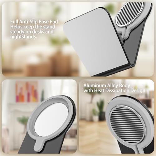 HUAFD Aluminum Stand Compatible with Apple MagSafe Charger 15W /25W, Desktop Charging Dock for iPhone 17/16/15/14/13/12, Portrait and Landscape Viewing, Charger Not Included, Grey — view 5