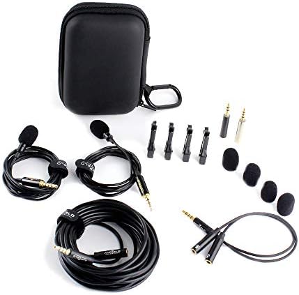 Professional Mini Lavalier Lapel Omnidirectional Condenser Microphone Compatible with iPhone Android Windows Cellphones Clip On Interview Video Voice Podcast Noise Cancelling Mic Blogger Vlogger