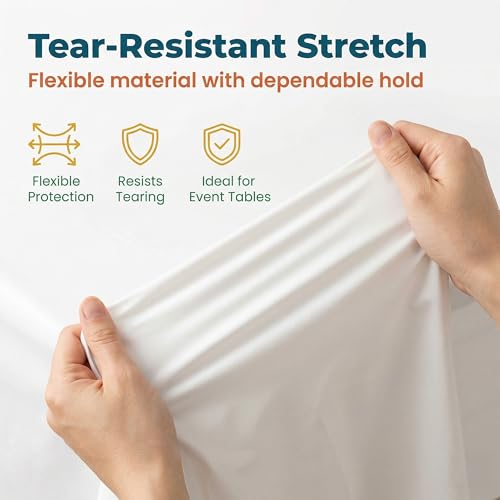 Image of Plastic Table Cloth, 5 Packs Disposable Tablecloth 54 X 108 Inch White Plastic Tablecloth for Rectangle Tables Tougher PEVA Table Cover for Party Decorations Picnic Graduation Camping Birthday