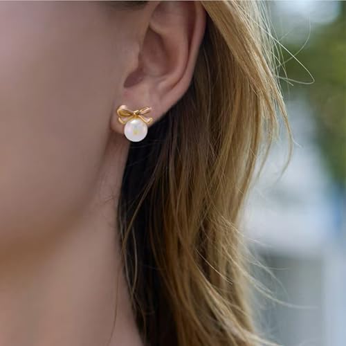 Aretes Clip On Cute para Mujer Lazo Esmalte miniatura 2