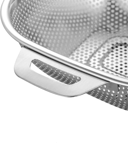 Image of Kreshu Multi-Functional Rectangular Stainless Steel Basket with Handle| Colander Metal Strainer for Draining Vegetable Fruit Noodles Pasta Beans Grains Washing Filter Bowl Storing Purpose(Pack of 1)